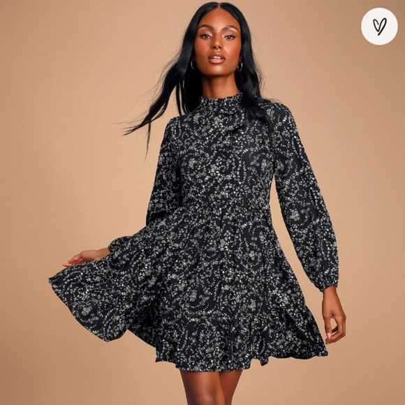 Molly Bracken Black Floral tiered Babydoll Dress - Picture 1 of 12